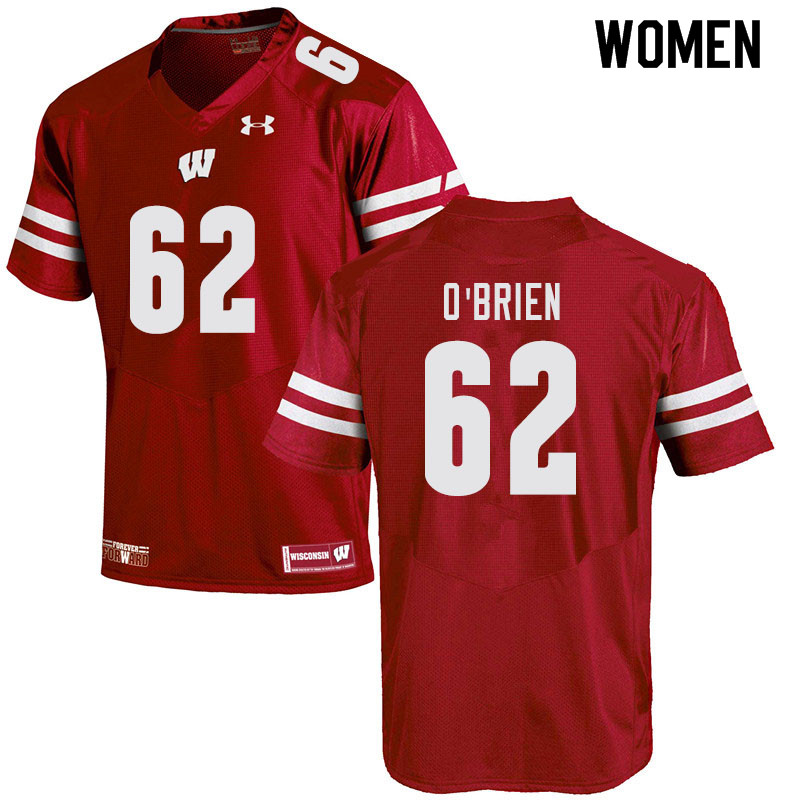 Wisconsin Badgers Women's #62 Logan O'Brien NCAA Under Armour Authentic Red College Stitched Football Jersey ZH40Z32JX